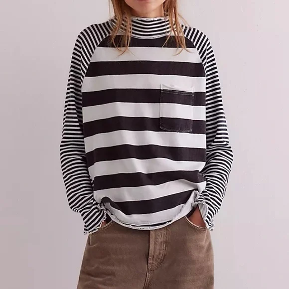 We the Free Stripe Mockneck - Picture 1 of 7